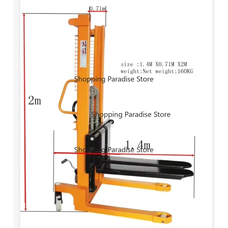 3 Ton Standard Manual Hydraulic Hand Pallet Truck 1.5t Capacity Self-Loading Stacker for Warehouse Material Handling