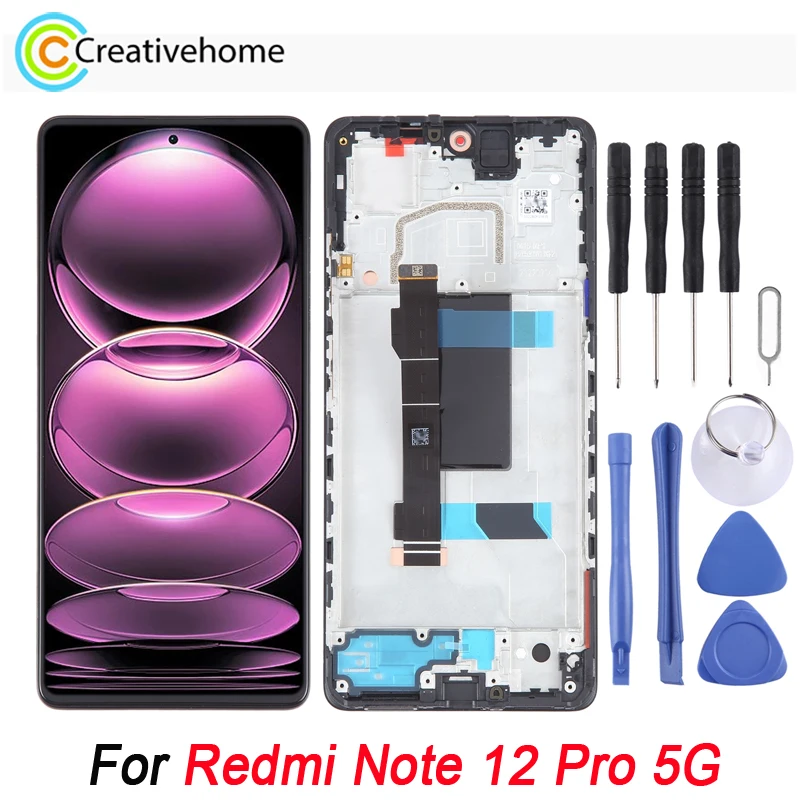 

ЖК-экран OLED 6,67 дюйма для Xiaomi Redmi Note 12 Pro 5G, дисплей для телефона и дигитайзер, полная сборка, Замена с рамкой