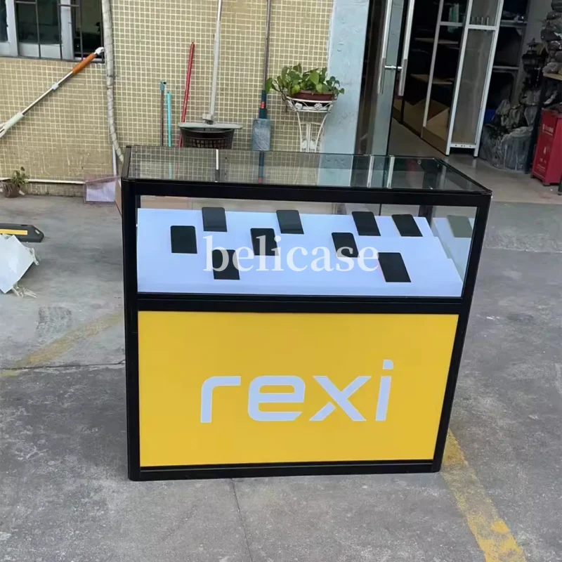 （customized）Mobile Phone Store Furniture Glass Display Counter With Led Lights Shop Counter Table Design to Display Mobile Phone