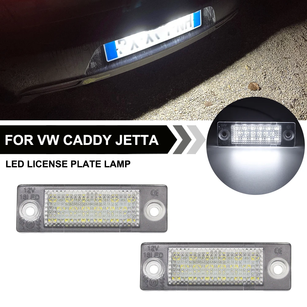 2PCS For VW Caddy Jetta MK5 Passat B6 Golf Touran Transporter T5 LED Car License Number Plate Light Lamp SKODA Superb White