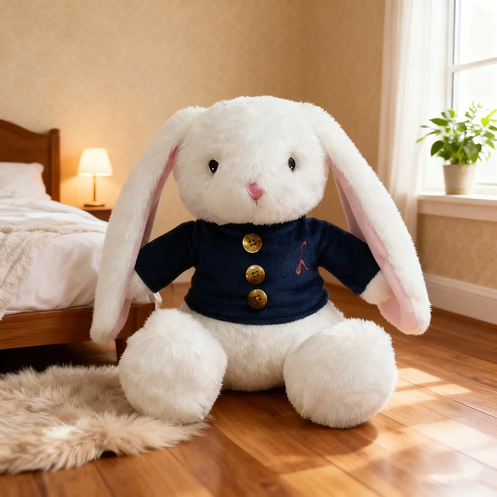 Cute Mei The Bunny Plush Toy Soft Stuffed Long Ears Bunny Doll Sleeping Companion Delicate Home Decoration Kids Gifts