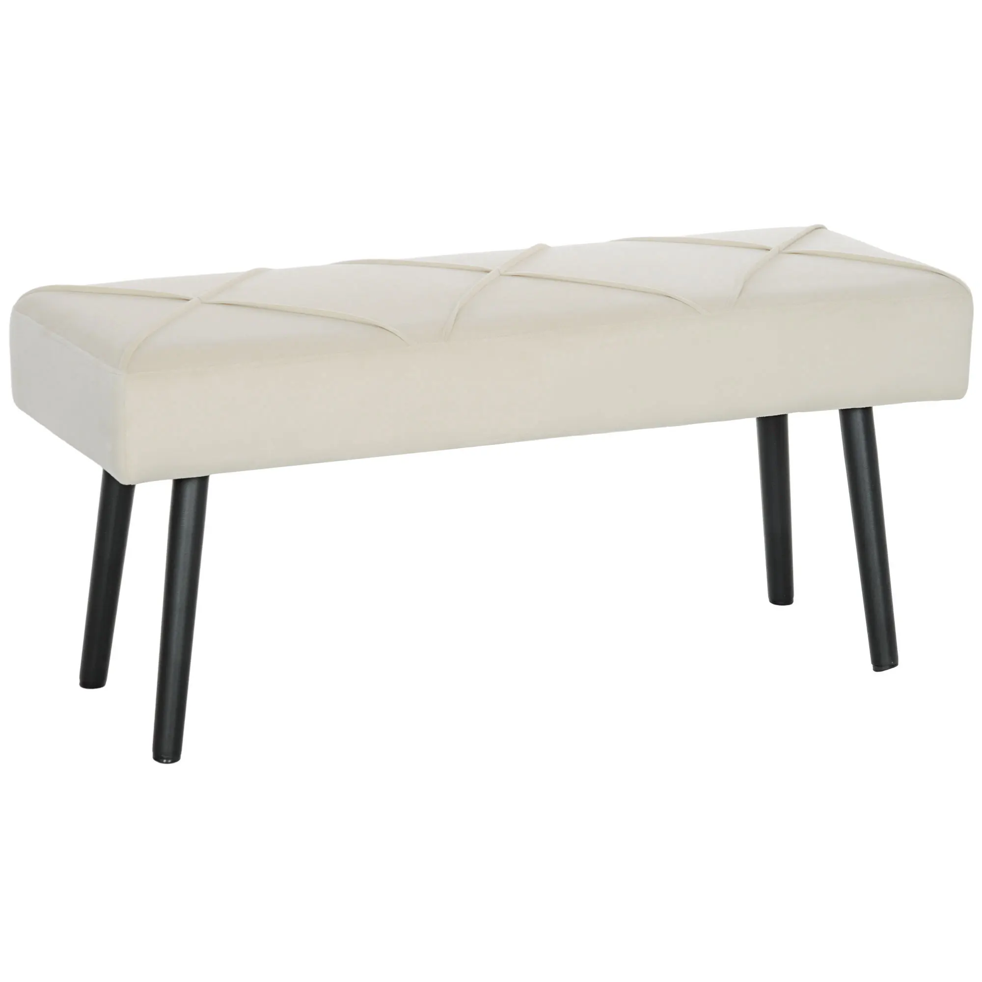HOMCOM Taburete Pie de Cama con Pies de Acero Carga 120 kg 100x36x45 cm Crema