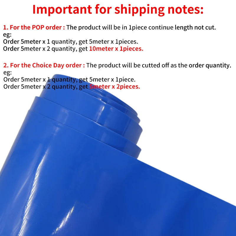 1/3/5M PVC Heat Shrink Tube 18650 Lipo Battery Pack 305mm ~ 580mm Insulated Protection Film Wrap lithium Case Cable Sleeve Blue