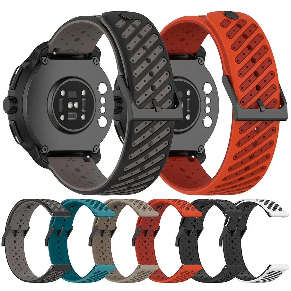 Correa de silicona de 22mm para Suunto RACE 2/RACE/Correa de reloj Vertical para Suunto 5/9 Peak Pro pulsera accesorios de repuesto