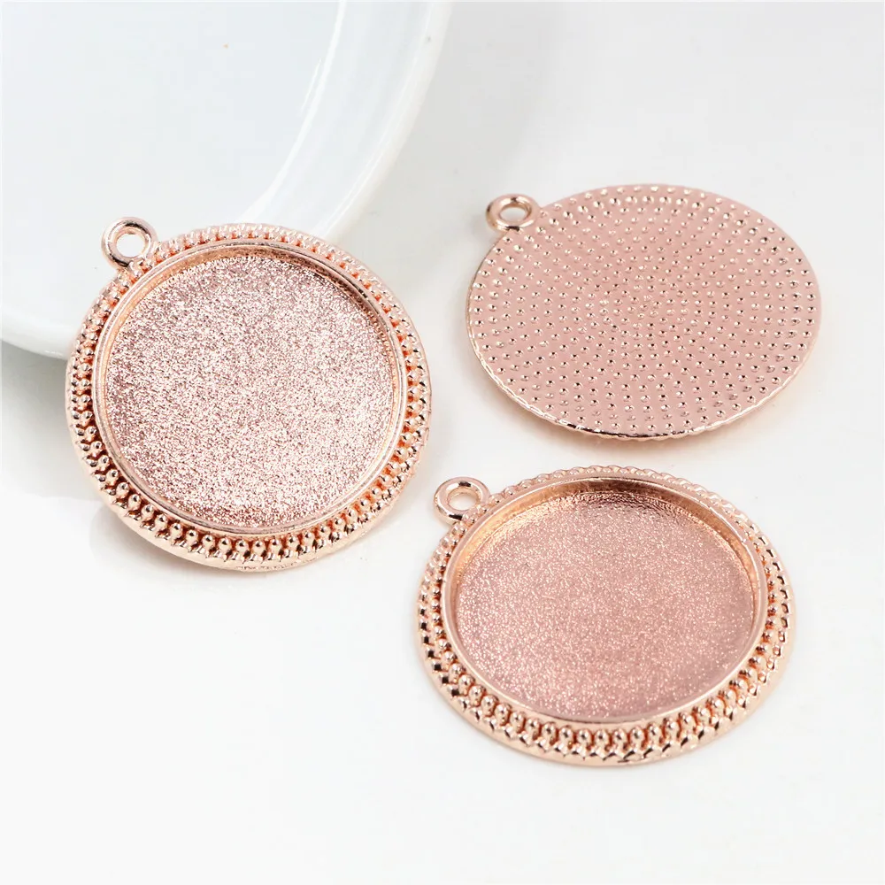 Nowa moda 5 sztuk 25mm wewnętrzna rozmiar antyczne posrebrzane 7 kolory w stylu Vintage Cabochon baza ustawienie Charms wisiorek — zdjęcie 7