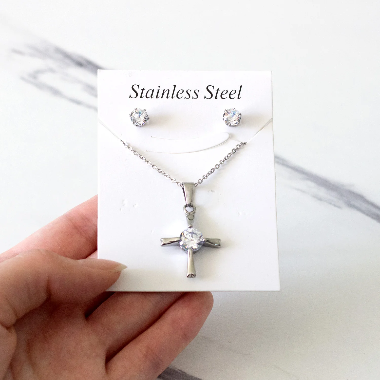 LUXUKISSKIDS Cross Necklace Woman Choker Jesus Cross Pendants Stainless Steel Jewelry Sets For Man Christian Prayer Baptism Gift