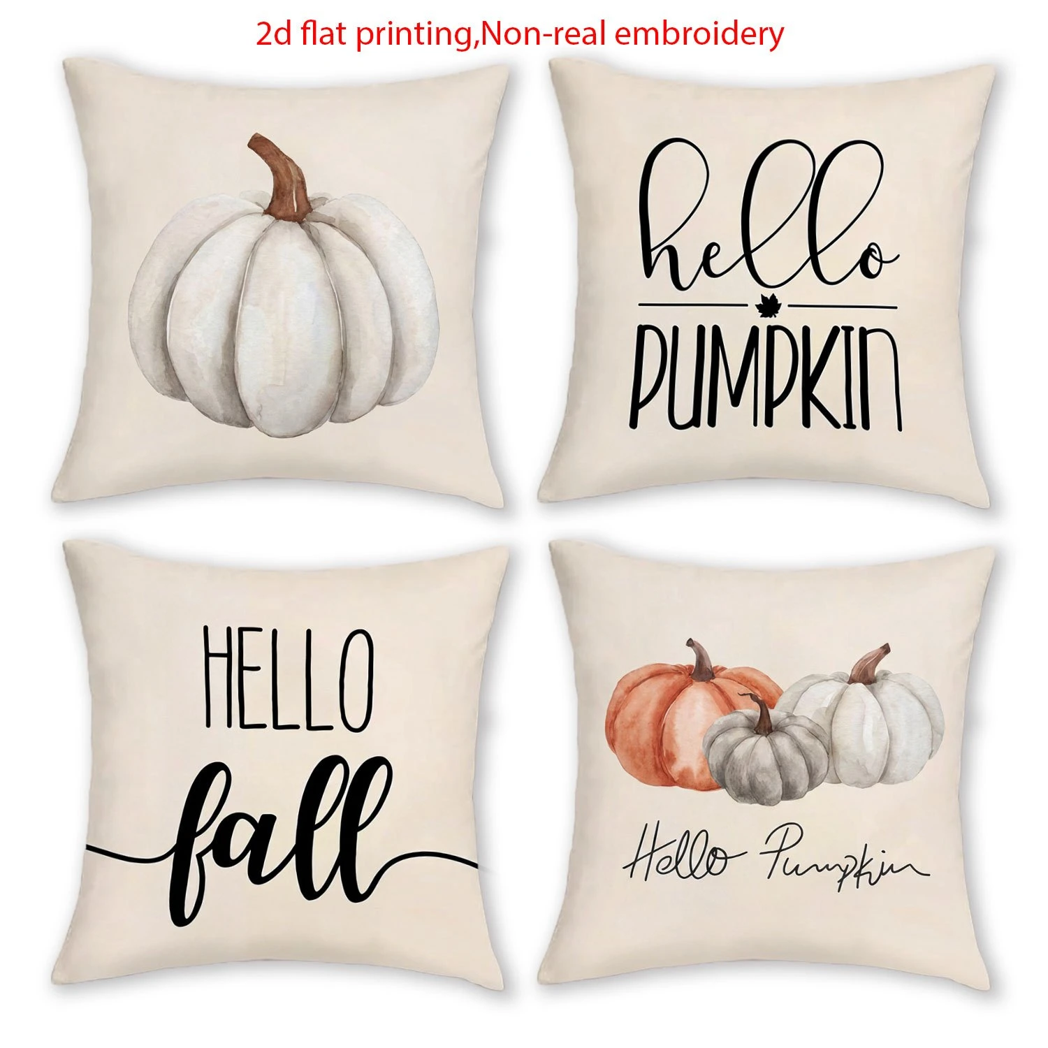 4PCS Fall Decor Throw Pillow Covers Pumpkin Maple Leaf Buffalo Plaid Autumn Cushion Cases for Sofa Couch