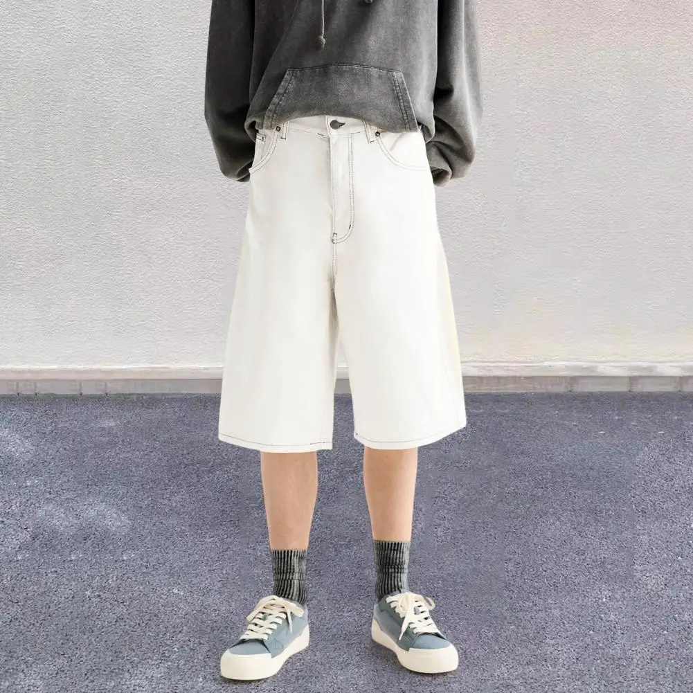 

Firm Denim Jeans Stylish Men's Mid-rise Denim Shorts with Button Zipper Fly Pockets Summer Jeans for A Cool Casual Look Men