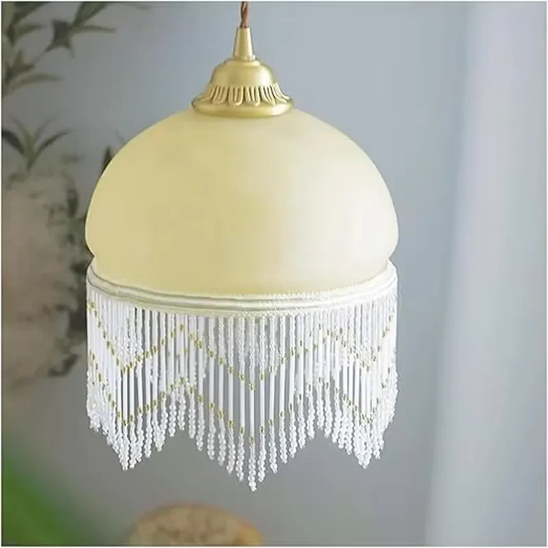 French retro creative fringed chandelier for bedroom bedside living room decorative lighting fixtures