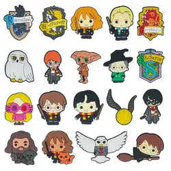 19 adet MINISO Harry Potter ayakkabı Charms aksesuarları Fit takunya Backapck bilekliği ayakkabı süslemeleri toka noel taraflar çocuklar hediye