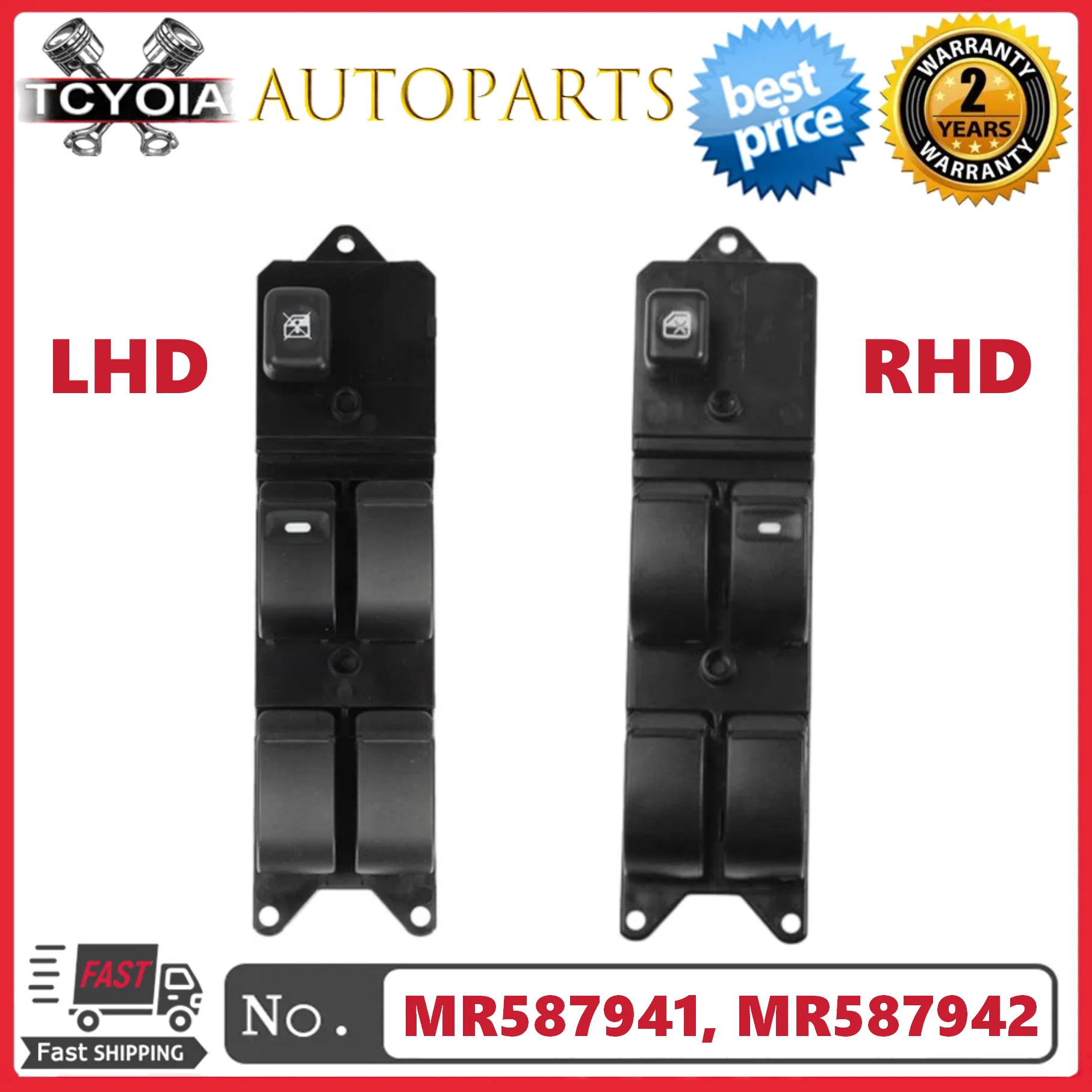 Front Left And Right Power Window Switch MR587941 MR587942 For Mitsubishi Lancer Pajero Montero L200 Grandis LHD/RHD
