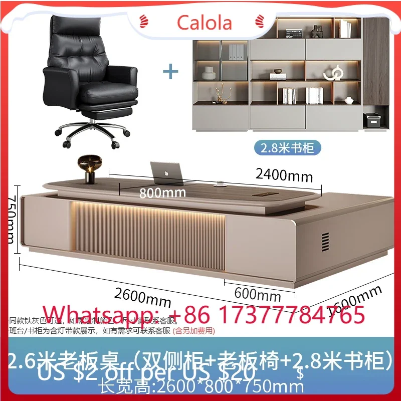 Industrial Height Adjustable Desk Chair Set Gaming Office Desk with Mirror Dressing and Storage Cabinet
