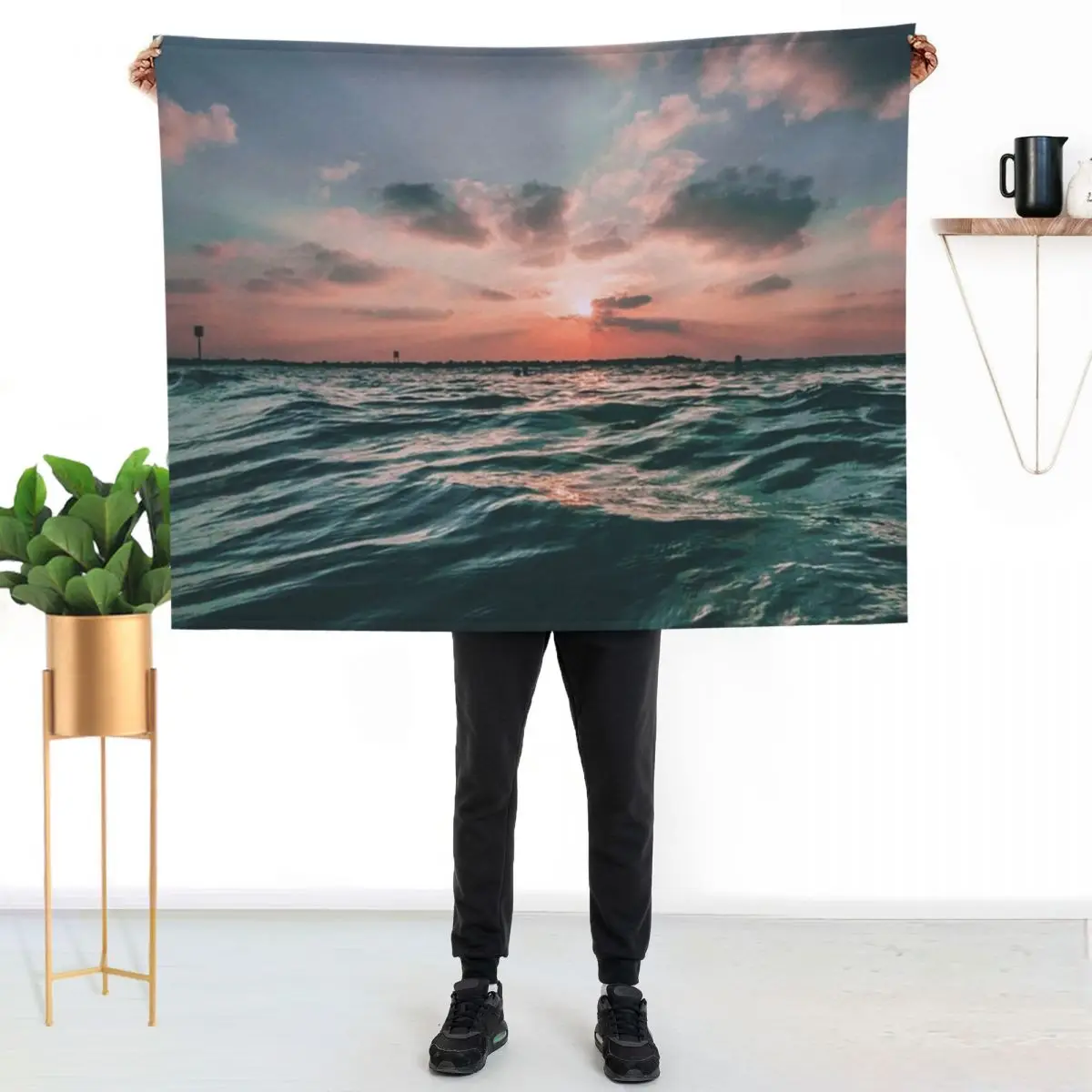 Ocean Sunrise Throw Blanket Beach Decoratives warm winter Stuffeds Decorative Sofa Winter beds Blankets