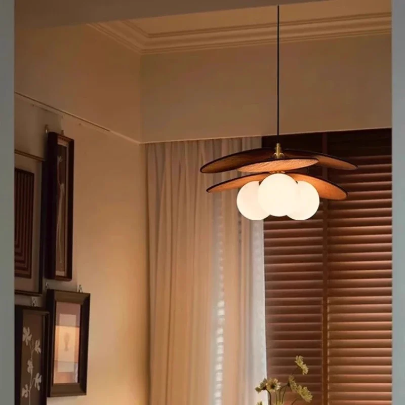 

Grass Woven Glass Led Lamp Salon Modern Ceiling Chandelier Rural Home Decor Living Room for Dining Bedroom Lustre Pendant Lights