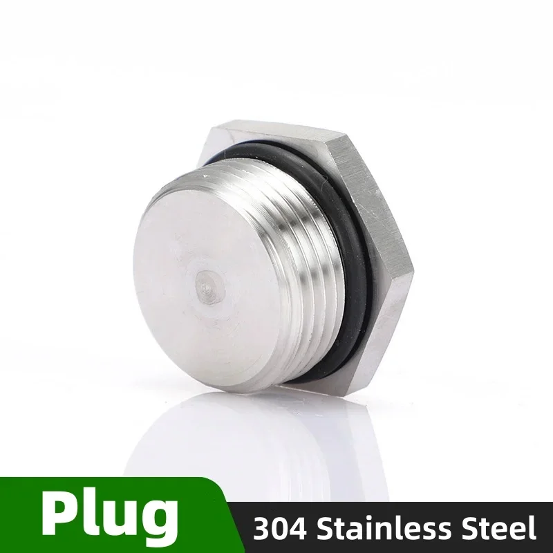 British Thread 304 Stainless Steel Hexagonal Outer Wire Explosion-proof Plug G1/8-G2 inch Metal Solid Sealing Cover