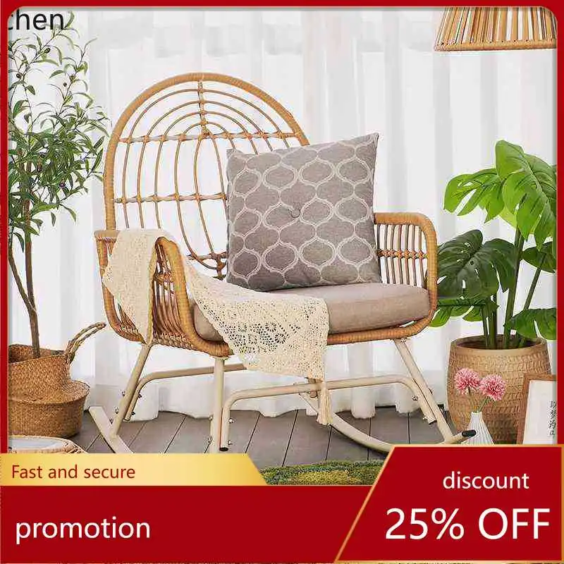 

HXL Rocking Chair Home Living Room Lounge Chair Sofa Courtyard Woven Rattan Chair