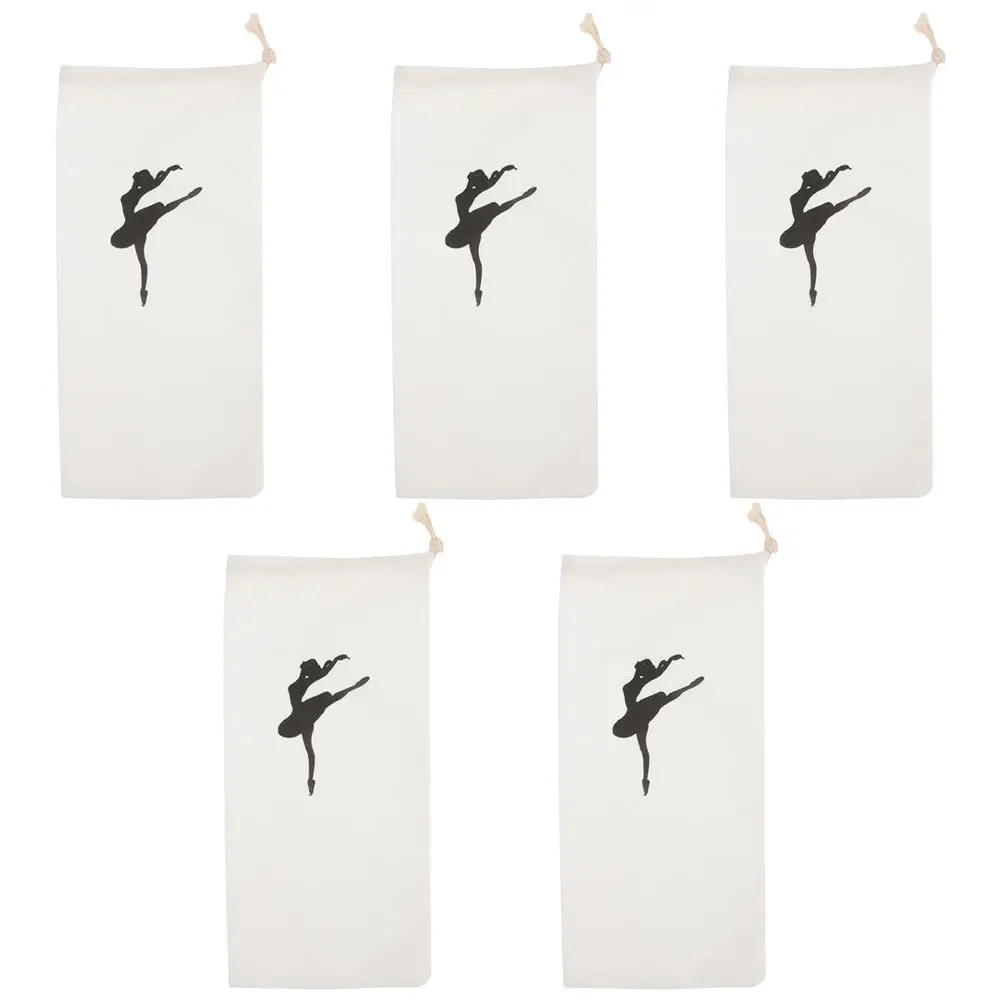 5Pcs Ballet Shoe Bags Canvas Drawstring Lightweight Portable Dance Shoe Organizer Travel Storage Pouch Drawstring Dance Bag