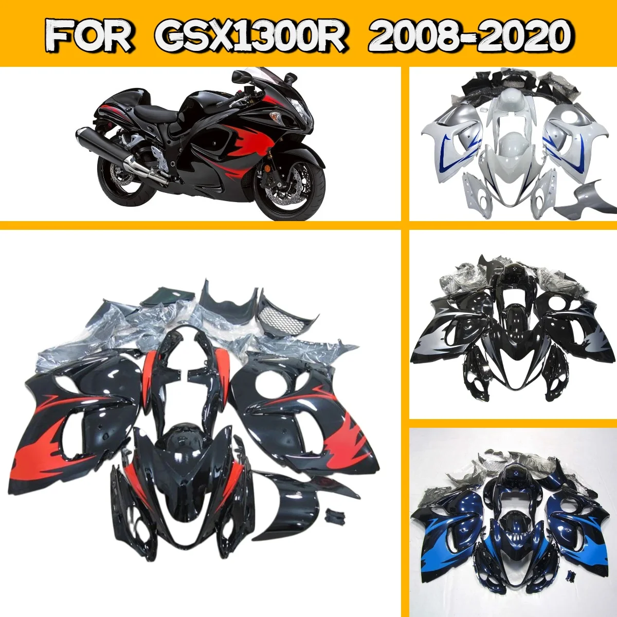 

Популярные обтекатели (капотажи) для Suzuki GSX1300R 2008-2020 годов, окрашенные, из ABS-пластика, комплект обвеса, с возможностью индивидуальной покраски
