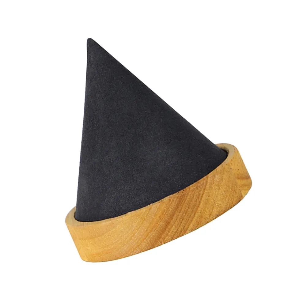 

Creative Cone Shape Solid Wood Necklace Holder Jewelry Display Organizer for Home Bedroom Bathroom Store Decoration Dark Grey