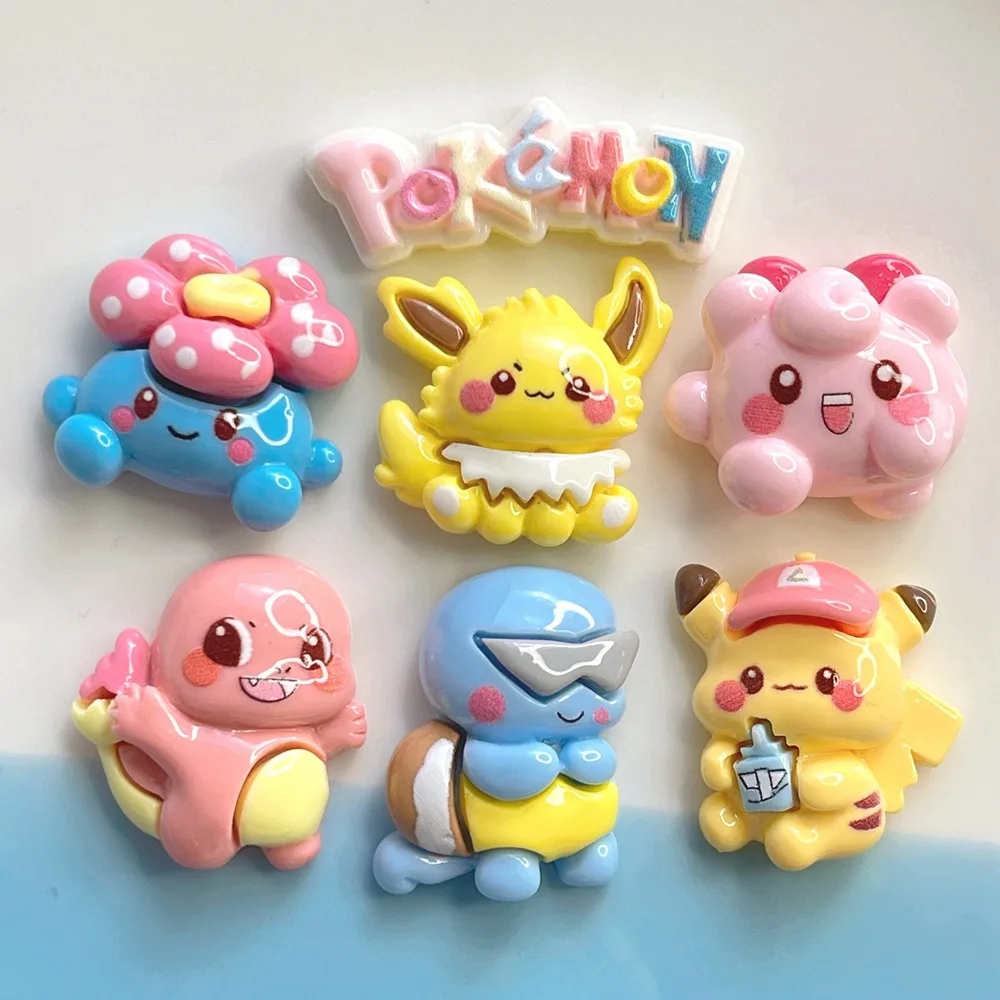 Pokรฉmon Pikachu Dos Desenhos Animados Resina Flatback Suprimentos, DIY Kawaii Acessรณrios, Artesanato Materiais, Scrapbooking Embellishment, 5Pcs