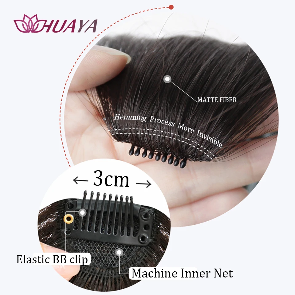 Synthetic False Bangs Hair Extensions Clip In Middle Part French Natural Fake Fringe Hair Piece for Women Side Bangs Fake hair