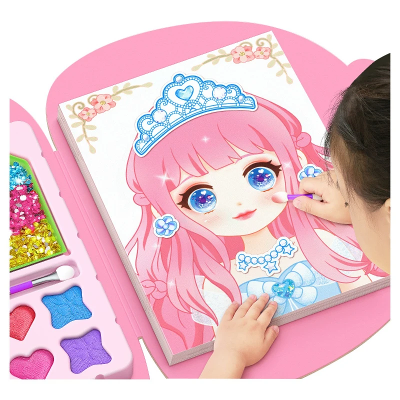 Princess-themed Handbag Gift Set for Kids: Makeup Bag Toy DIY Craft Materials for Girls: Diamond Stickers Perfect Gift Idea