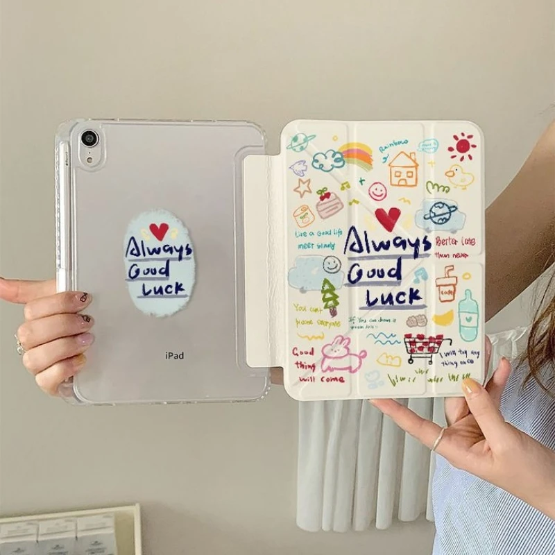 

Cute Colorful Graffiti IPad Case for Air6 11th A16 11in Tablet Case Ipad Pro 10.5 Air4 5 10.9in 10th 9th 8th 10.2in Y-Fold Cover