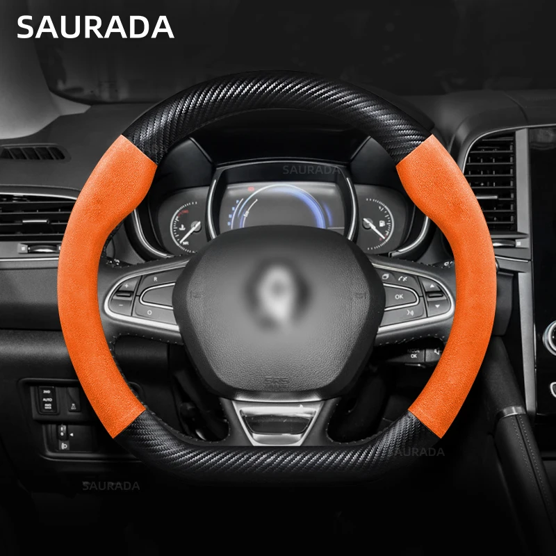 Car Steering Wheel Cover for Scenic, Clio, Laguna 2, 3, 4, 5, Kangoo, Fluence, Megane, Trafic, Talisman, Twingo, Kaptur D Shape