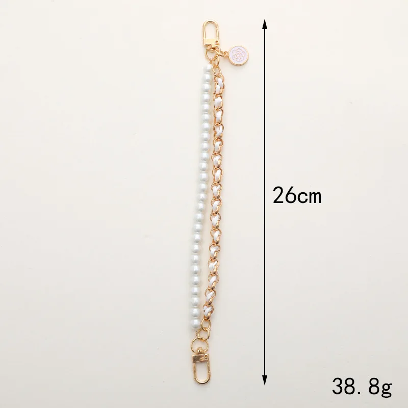 Camellia Pearl Mobile Phone Charm keychain Chain Girl Woman Cell Phone Case Fashion Pendant Key Strap Rope With Universal Clip