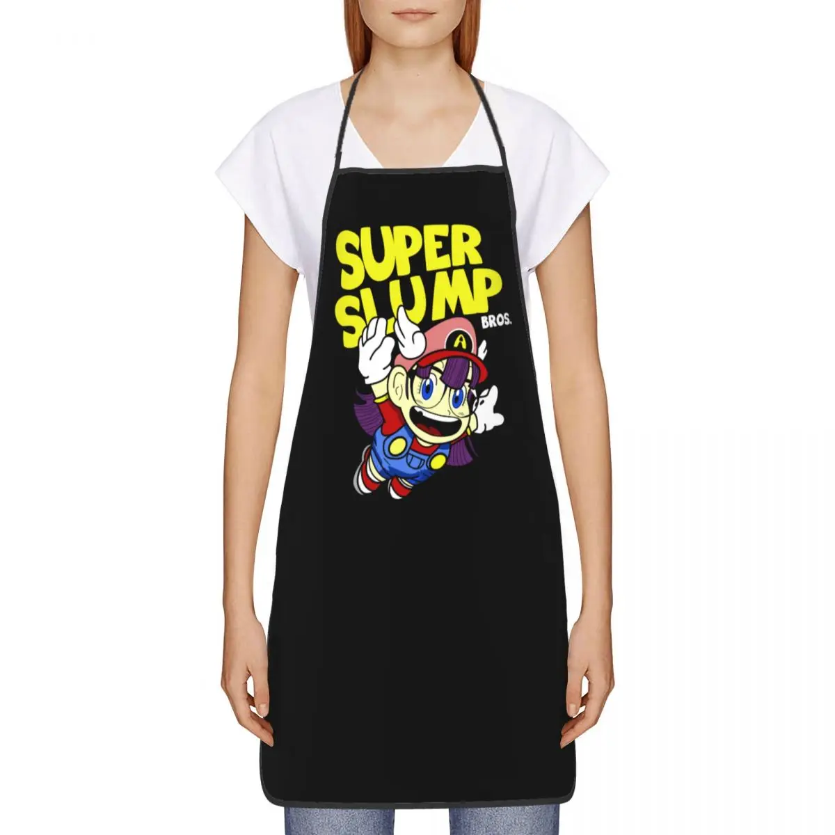 Unisex Super Slump Bros Bib Apron Adult Women Men Chef Tablier Cuisine for Kitchen Cooking Japanese Manga Anime Dr Slump Baking