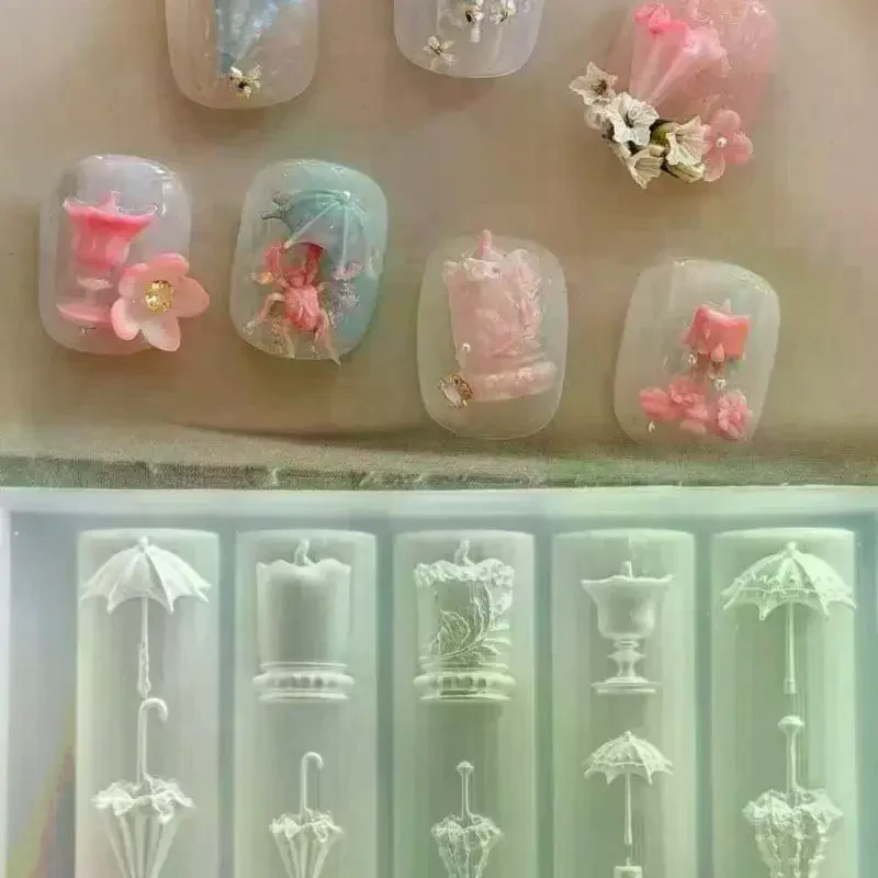 1Pcs 3D Cute Mask Doll Head Princess Dress Nail Art Mold DIY Accessories Nail Art Templates Decoration