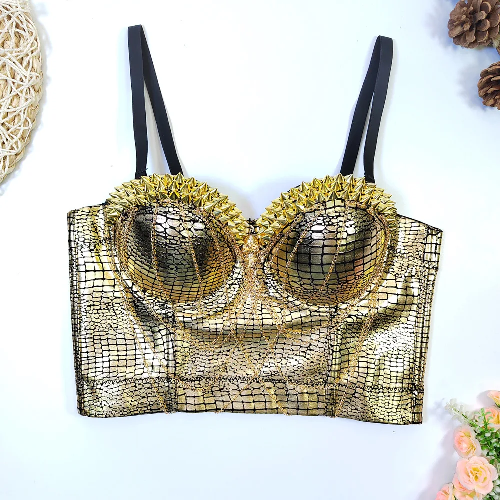 A872 Dropship Gold Bra Fashion Girls Women Dance Wear Clothes Sweet Memory Camisole Top-wear Folk Dance Body-shaping Bra