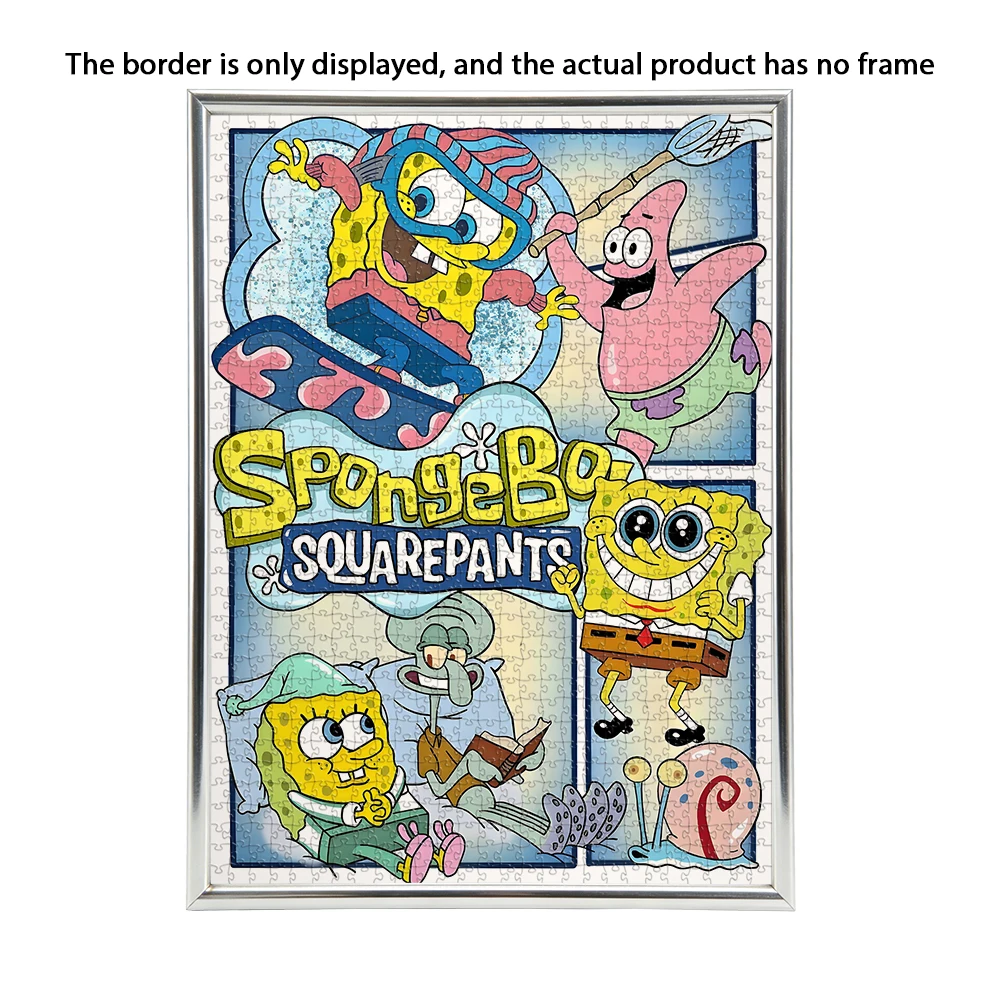 SpongeBob Schwammkopf-Puzzlespiel mit Holzboden, verschiedene Stückzähler – 108/200/300/500/1000 Teile verfügbar