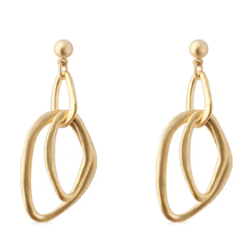 Matt Gold Color Irregular Round  Clip on Earrings Metal Fashion Simple Small Hollow Out Circel Ear Clip Earrings No Piercing