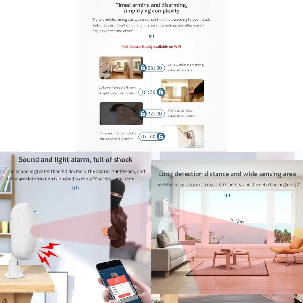 

Pet-proof Tuya WIFI Intelligent Intrusion Alarm Fit for Tuyasmart APP