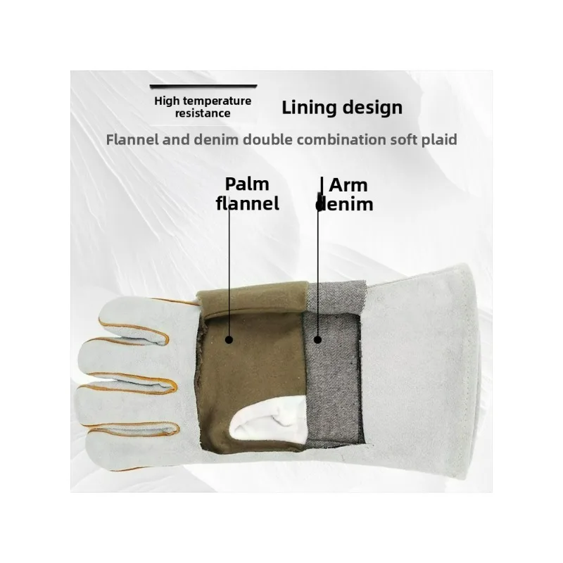 

Thickened cowhide fireproof wire gloves Long welder welding labor insurance gloves Heat insulation welder gloves Electricwelding