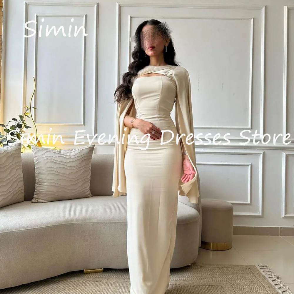 

Simin Satin Mermaid O-neck Ruffle Saudi Formal Prom Gown Ankle-length Arab Evening Elegant Party dresses for women 2023