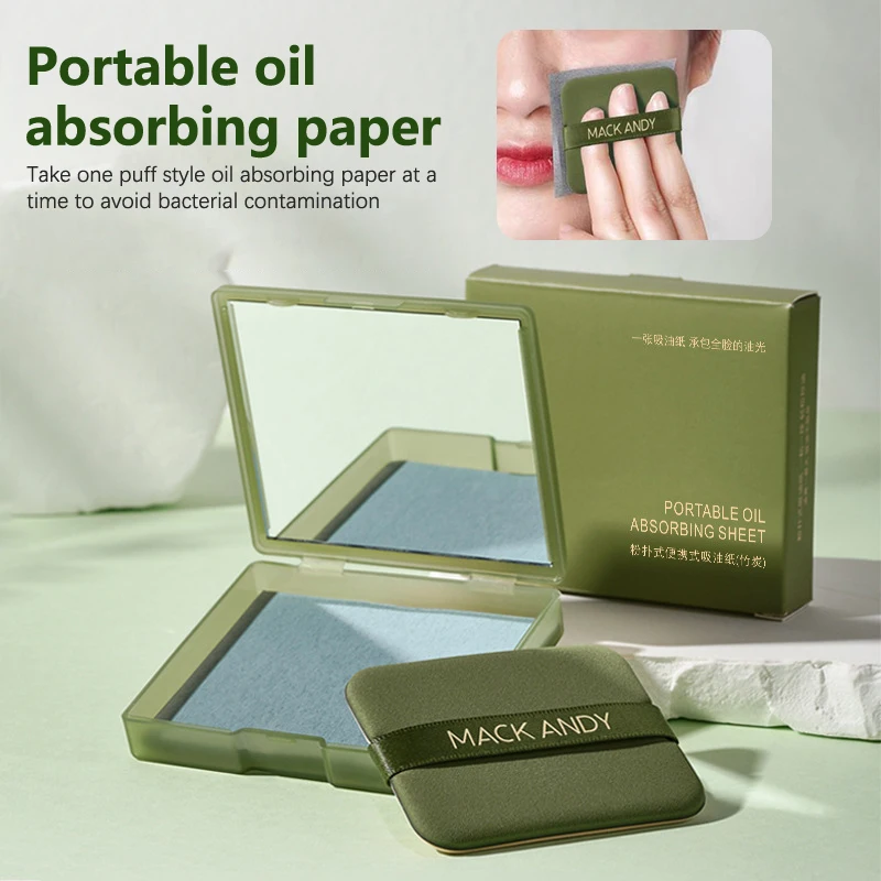 100 Sheets Portable Face Bamboo Oil Absorbing Paper With Mirror Case Beauty Woman Facial Care Paper Absorbs Facial Fat