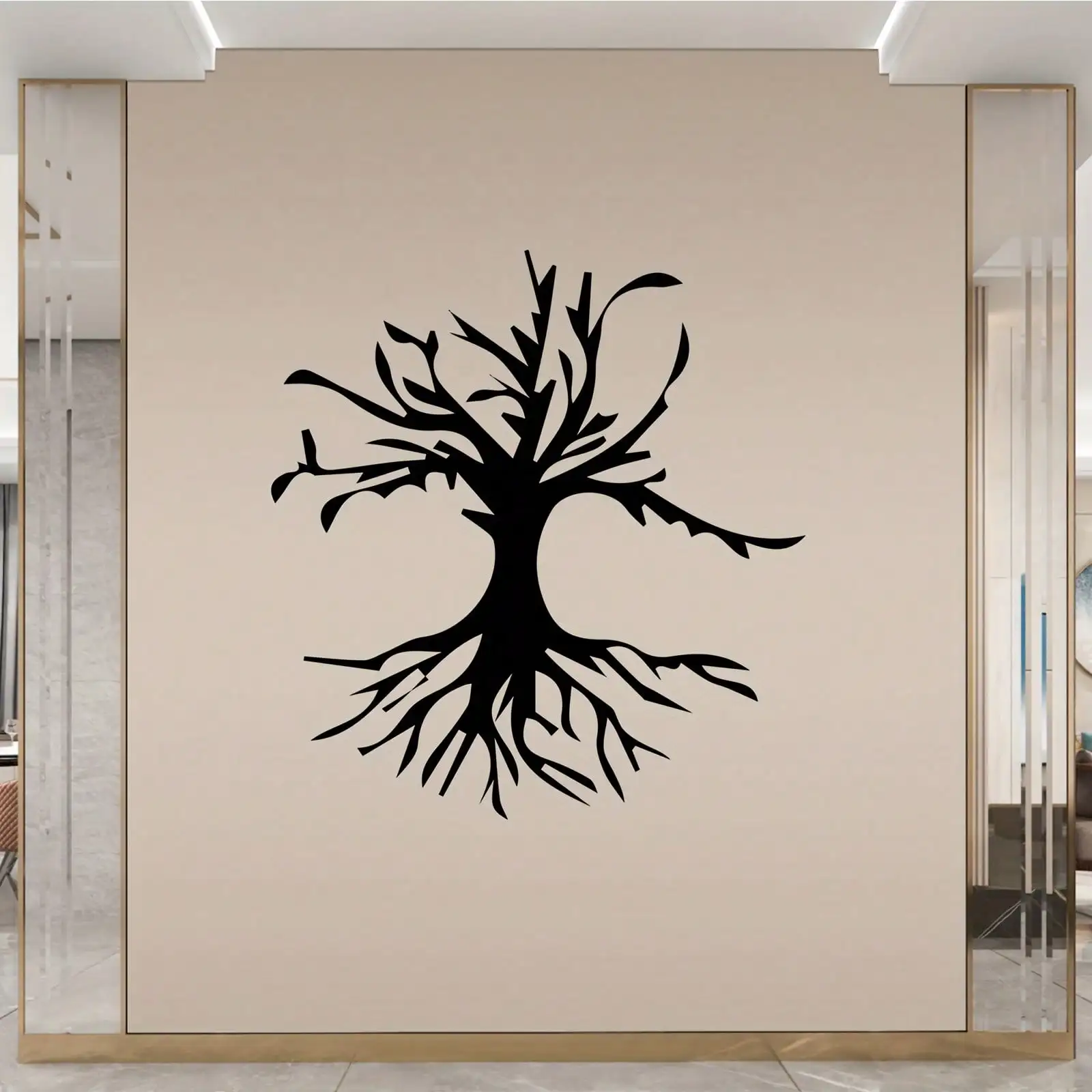 1PC Modern Tree Root Metal Wall Art, Heavy-Duty Iron Decor for Front Door Fence, Christmas & Housewarming Gift