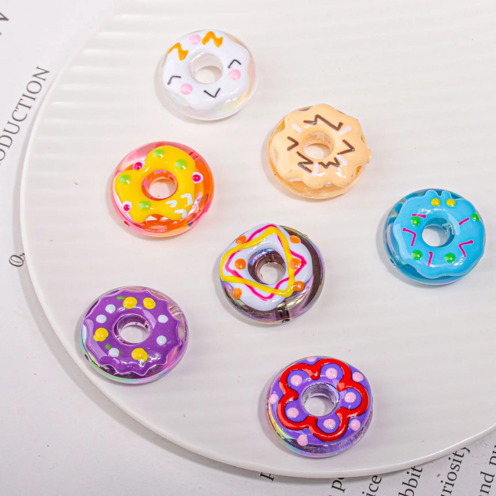 

Wholesale 40pcs/lot drop oil pattern print geometry rounds shape acrylic beads diy jewelry garment accessory