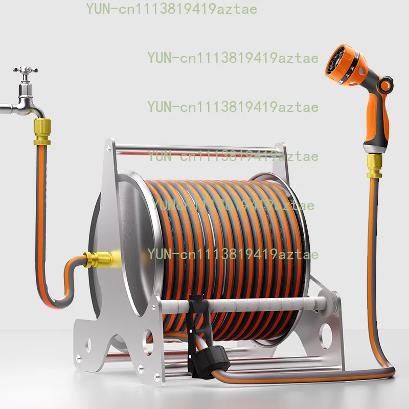 Guid Rail Portable Wall Mounted Auto Stainless Steel Garden Hose Reel Cart with Spray Gun CNS Standard