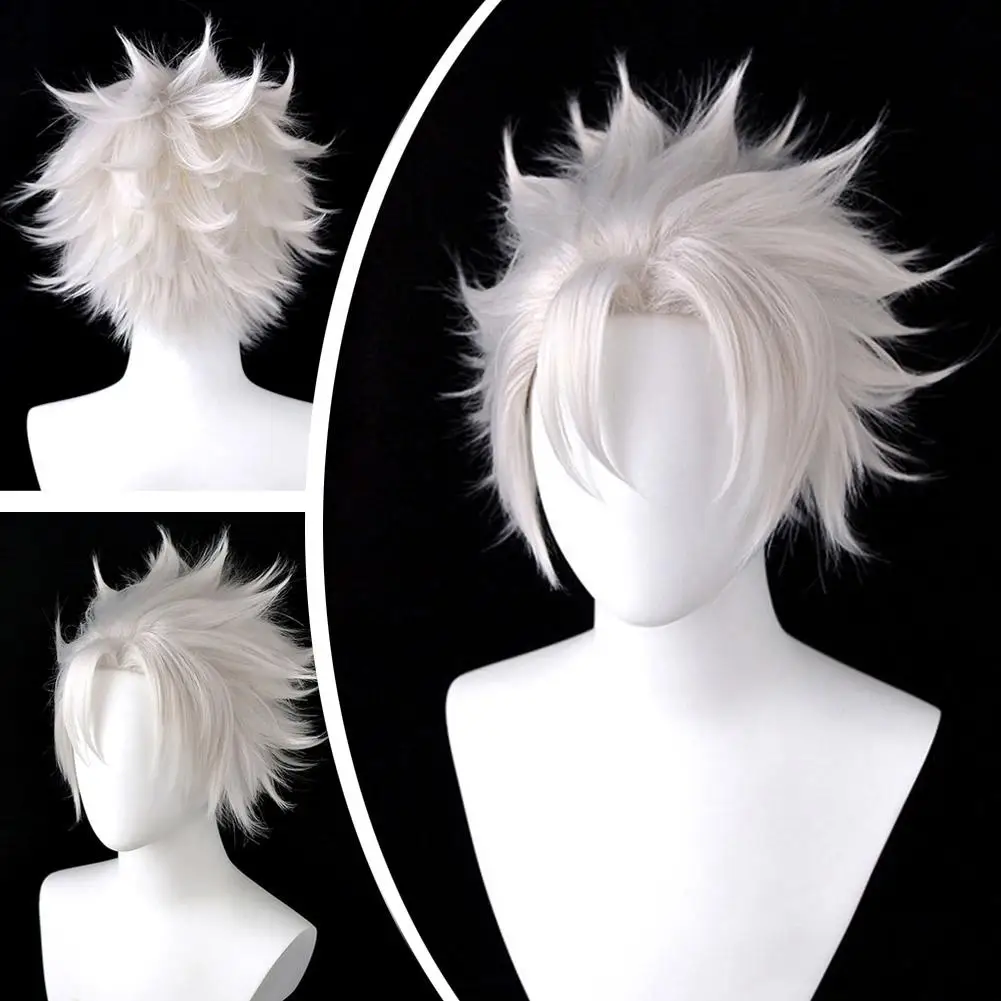 コスプレヘアウィッグアニメ悪魔嘴平伊之助ウィッグ女性のためのロングブラックブルーストレートパーティー小道具ハロウィン