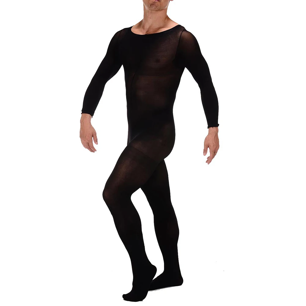 

Men See Through Jumpsuit Sexy Pantyhose Full Body Stocking Bodysuit Hosiery Tights Underwear Solid Ultra-thin Erotic Nightwear