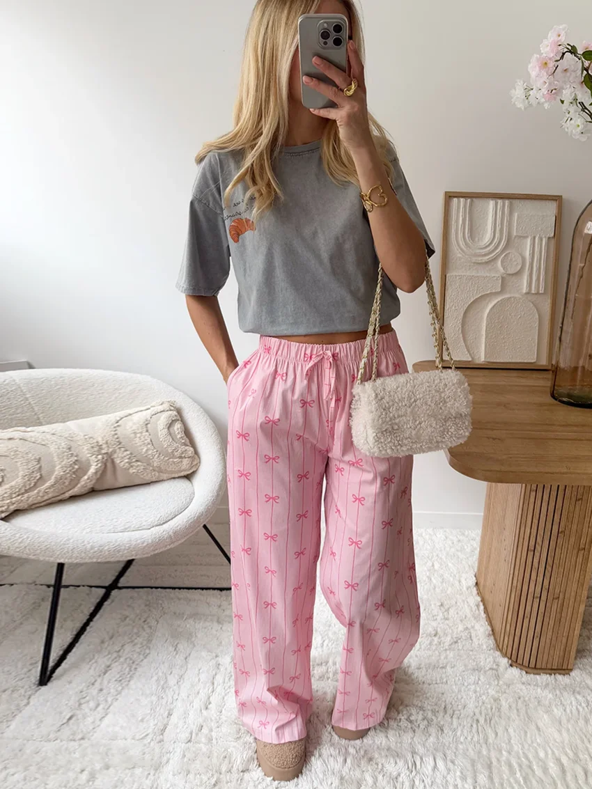 Marthaqiqi Printring Women'S Pajamas Suit Long Sleeve Sleepwear Sexy Turn-Down Collar Nightgowns Pants Causal Ladies Nightie Set