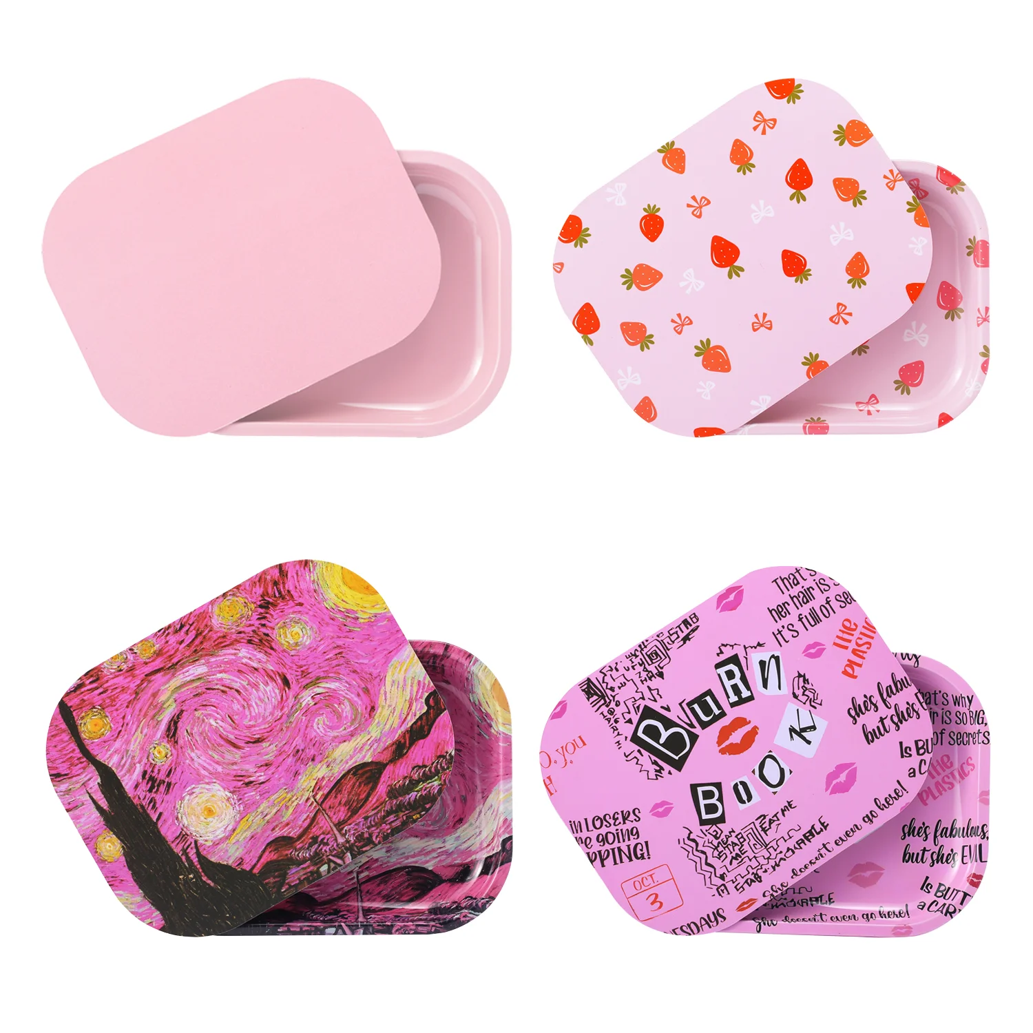 Girl Power Pink Rolling Tray with Magnetic Lid