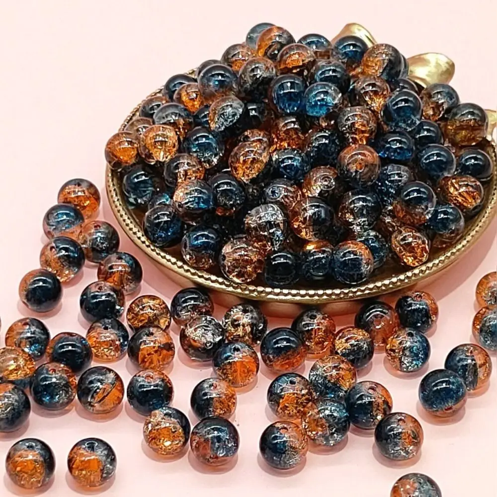 

200pcs 8/10mm Colorful Glass Beads Crystal Texture DIY Ice Cracks Glass Beads Arts Crafts Exquisite DIY Handmade Accessories
