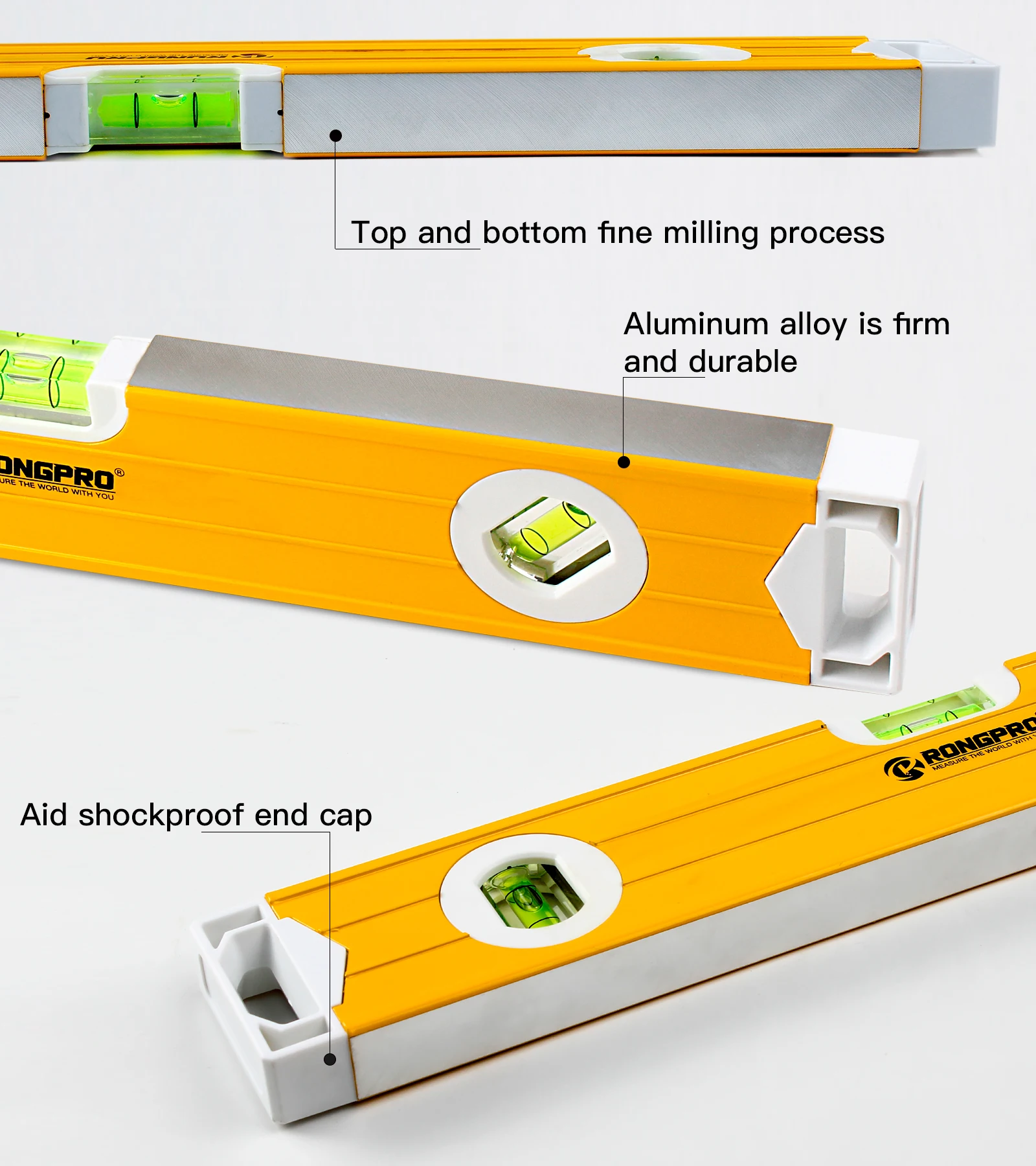 Rongpro Tools 16/24 inches Construction Level and Ruler 3 Bubbles Different Angle Measuring Shock Resistant Accuracy