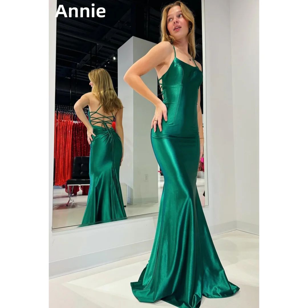 

Annie Green Prom Dresses Sexy Backless Corset Evening Dresses Elastic Satin Mermaid Fairy Cocktail Dresses Elegant Party Dress