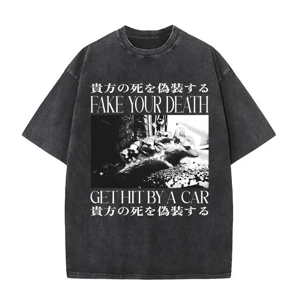 Countless Horrors Await But I Remain Faithful To The Cheese T Shirt Funny Japanese Style Mouse Rat Retro Washed T-shirt Unisex