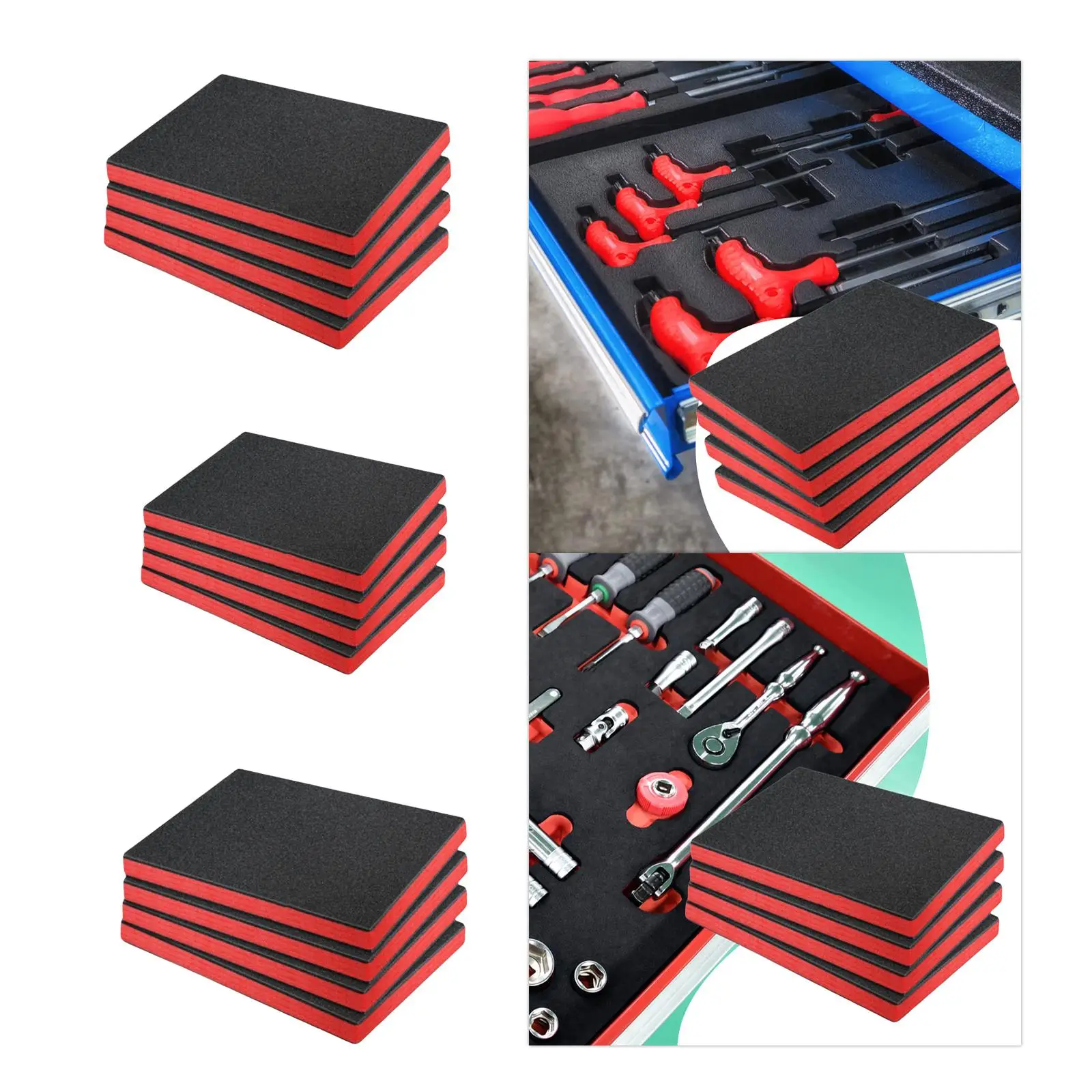 4 szt. pianki do skrzynki narzędziowej, do skrzynki narzędziowej typu hard case, przenośny organizer Kaizen, łatwy w użyciu, możliwość cięcia, wkładki z polietylenu do przechowywania